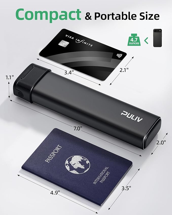 PULIV Metal Weekly Pill Organizer with Sturdy & Sleek Aluminum Alloy Case, Pill Case for Travel with Triple Design Against Spilling, Compact Pill Box 7 Day for Vitamins, Fish Oils, Supplements, Black