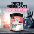 Evlution Nutrition Creatine 5000 - Supports Faster Recovery, Lean Muscle Growth & Performance - Pre & Post Workout Powder - 5000mg Pure Creatine Monohydrate Per Serving - 40 Servings - Pink Lemonade