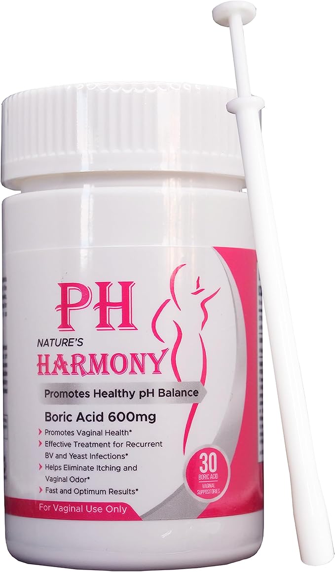 N'More pH Harmony Boric Acid Vaginal Suppositories for Yeast Infection Relief + Reusable Applicator — 30 Count, 600 mg, Made in USA