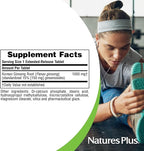 NaturesPlus Herbal Actives Korean Ginseng, Extended Release - 1000 mg, 30 Vegan Tablets - Adaptogenic Herbal Supplement, Antioxidant - Vegetarian, Gluten-Free - 30 Servings