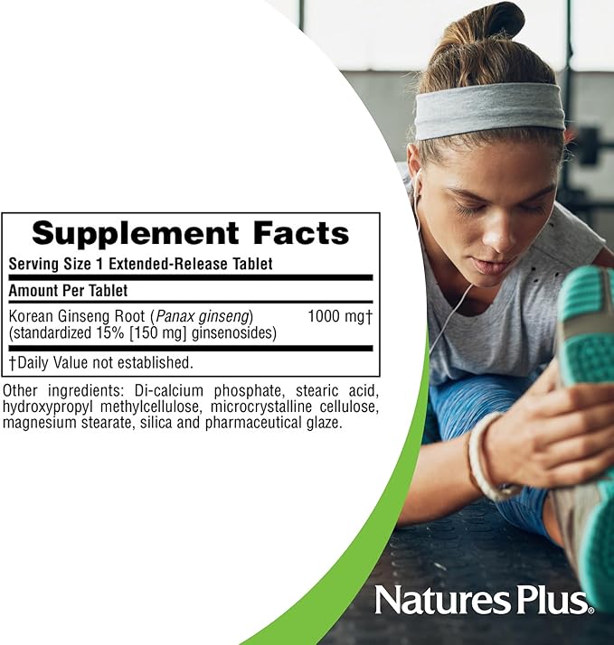 NaturesPlus Herbal Actives Korean Ginseng, Extended Release - 30 Tablets - Vegetarian, Gluten Free - 30 Servings