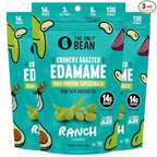 The Only Bean Edamame Dry Roasted Low Carb Snacks (Ranch), Vegan Gluten Free Snacks, Healthy Snacks for Kids and Adults, High Protein Snacks, Keto Snacks, Diabetic Snacks, 4oz (Pack of 3)