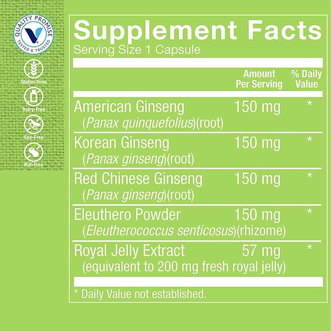 The Vitamin Shoppe Ginseng - Energy Support, Mental Clarity & Adaptogenic Wellness (60 Capsules)