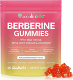 NIFEISHI Berberine Supplement, (Sugar-Free) Berberine Gummies with Ceylon Cinnamon, Milk Thistle for Metabolism, Energy, Gut Health, Vegan, Non-GMO, Gluten Free - Watermelon Flavor 60 Gummies