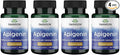 Swanson Apigenin Bioflavonoid Supplement for Adults Seeking Natural Sleep, Relaxation, and Stress Relief Support - 50 mg (90 Vegan Capsules, 4 Pack)