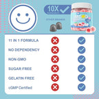 Ashwagandha Saffron Calm Gummies + Omega 3, L-Theanine & CoQ10 for Women Men, Natural Calming Happy Relax Gummies for Adults, Mood Support Supplement Gummy, Strawberry Flavor, Sugar Free, Vegan, 60ct