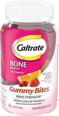 Caltrate Gummy Bites 500 mg Calcium and Vitamin D Supplement, Black Cherry, Strawberry, Orange - 50 Count