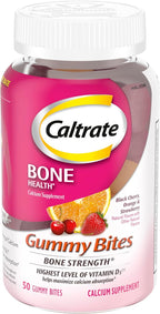 Caltrate Gummy Bites 500 mg Calcium and Vitamin D Supplement, Black Cherry, Strawberry, Orange - 50 Count