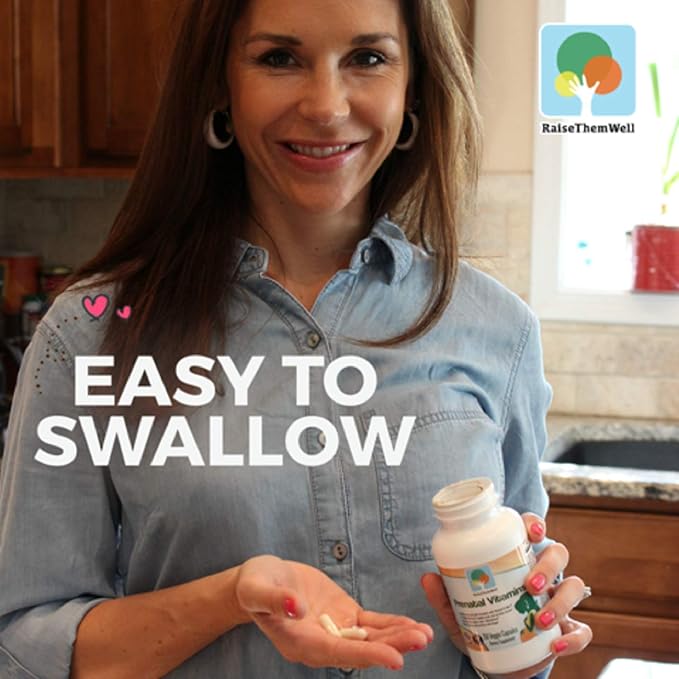 Raise Them Well Prenatal Multivitamin with Methylfolate, K2 MK-7, Glutathione & Iron, Physician Developed, Non-GMO, Supports Healthy Pregnancy, Brain & Bone Development, 150 Veggie Capsules