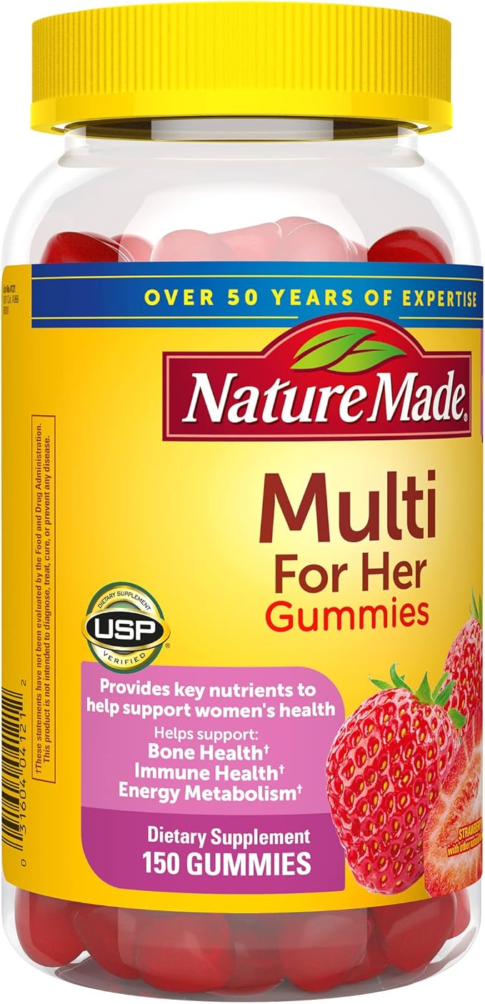 Nature Made Multivitamin For Women, Womens Gummy Multivitamins for Daily Nutritional Support, 150 Multi Vitamin Gummies, 75 Day Supply
