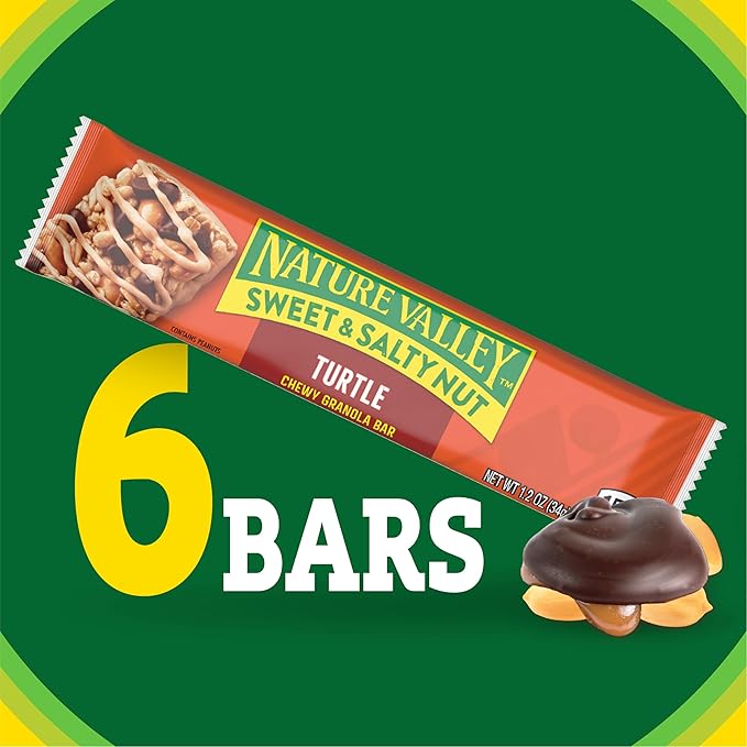 Nature Valley Sweet and Salty Nut Granola Bars, Turtle, 6 Bars, 7.2 oz