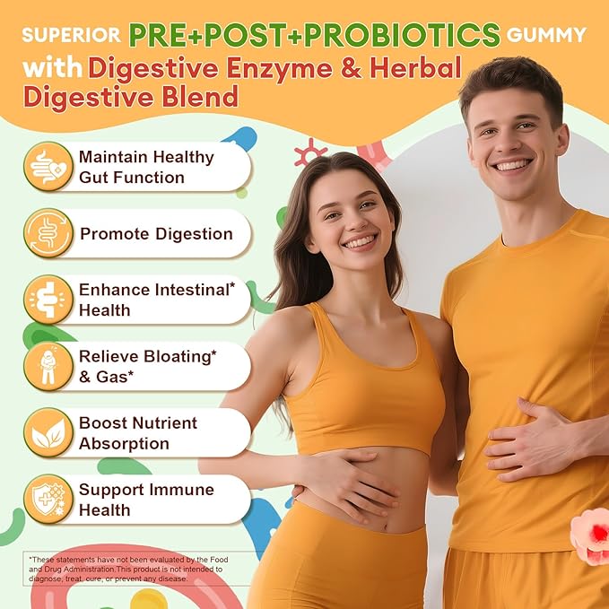 Totaria Sugar Free 5-in-1 Probiotic Prebiotic Postbiotic Gummy, 36 Strains Probiotics for Women Men with Digestive Enzymes, Peppermint, Complete Immune, Gut & Digestive Support, Vegan, 60 Counts