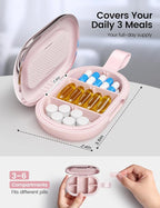 Travel Pill Organizer, Adjustable 3-6 Compartments Portable Pill Box, Small Pill Case Daily Medicine Container, Moisture Proof Metal Storage, Dry Holder Vitamin Supplement for Pocket Purse