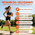 WEEVIT Vitamin D3 B12 Gummies, Vitamin D and B12 Gummy Suppment with Vitamin A, C, K, Calcium, Magnesium, Zinc for Women & Men