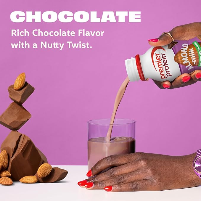 Premier Protein Non-Dairy Plant Based Almondmilk Shake, 20g Protein, 5g Sugar, 11.5 Fl oz, Chocolate (Pack of 24)