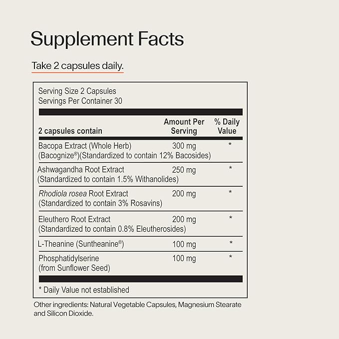 Veracity Cortisol Calming - Clinically Proven Stress & Sleep Support Supplement - Reduces Tension & Improves Mental Clarity with Natural Blend of Adaptogens - 60 Capsules