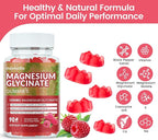 Magnesium Glycinate Gummies 1000mg, Sugar Free Magnesium Potassium Supplements Chewable for Adults with L-Threonate for Sleep, Body Support and Relaxation,90 Raspberry Gummies