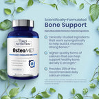 1MD Nutrition OsteoMD for Comprehensive Bone Support | with Calcium Hydroxyapatite, Vitamin D3 & K2 | 180 Capsules (2-Pack)