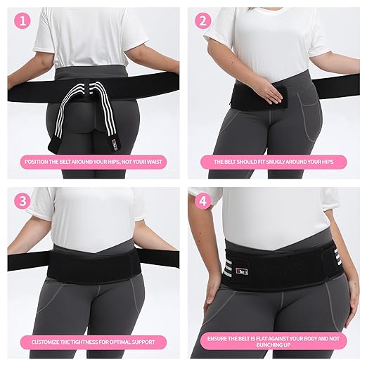 Sacroiliac SI Joint Hip Belt for Women Men-Alleviate Sciatica|Pelvic|Back|Lower Back Support, Pelvic Support Belt, Adjustable Lumbar Pain Relief, Trochanter Belt,Black, XL(Hip Size 52"- 63")