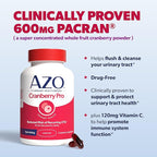 AZO Cranberry Pro Urinary Tract Health Supplement 600mg PACRAN, 1 Serving : More Than 1 Glass of Cranberry Juice, Sugar Free Cranberry Pills, Non-GMO 100 Softgels (Pack of 2)