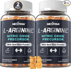 Nextdia Sugar Free L Arginine Nitric Oxide Gummies 1300mg for Men & Women with L Citrulline, Beet Root, B3 | L Arginine L Citrulline Supplements | Vegan, 120 Counts