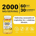 Mullein Gummies, 2000mg Organic Mullein Leaf Extract with Quercetin, Bromelain & Vitamin D3, Mullein Leaf Extract for Respiratory, Natural Lung Cleanse, Improve Appetite, Vegan, Non-GMO, 1 Pack