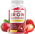 Vegan Iron Gummies for Women & Men, Iron Supplement with B-Complex, Vitamin C, A, Folate for Adults & Kids - Blood Builder & Energy Support & Immune Health - Strawberry Flavor, 60 Gummies