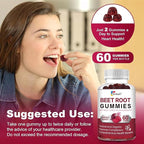 Beet Root Gummies — Nitric Oxide Booster with Organic Beet, Pomegranate & Grape Seed, Vitamin B12 — Energy, Circulation & Heart Health Support, Vegan, Non-GMO, 60 Count (Pack of 1)