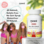 MEWD Teen and Kids Hair, Skin & Nails Support Multivitamin Gummies - Biotin Strength & Growth with Zinc, Vitamins A, D3, B1, B2, B6 & B12 - Gluten-Free, Non-GMO for Girls & Boys - 60 Count - USA Made