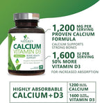 Calcium Supplement with Vitamin D3-1200 mg Calcium per Serving with D3 for Best Absorption - Supports Immune Health, Bones & Teeth - Nature's Calcium is Bottled in USA for Women & Men - 240 Tablets
