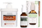 Advanced Clinicals Brightening Vitamin C Cream + 5% Niacinamide Serum W/Hyaluronic Acid 2pc Set | Vitamin C Body Lotion Moisturizer & Dark Spot Remover Face Serum | Skin Care Products, 2pc Bundle