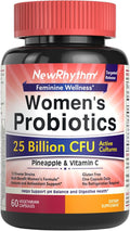 NewRhythm Vaginal Probiotics for Women, with Pineapple Powder, Vitamin C, Natural Vaginal PH Balance, Immune Support & Digestive Health, Vegan, 60 Capsules
