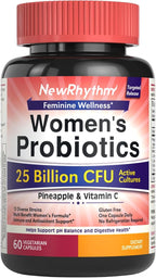 NewRhythm Vaginal Probiotics for Women, with Pineapple Powder, Vitamin C, Natural Vaginal PH Balance, Immune Support & Digestive Health, Vegan, 60 Capsules