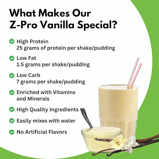 Z-Pro25 Protein Powder, 21.4 oz, 16 Servings – 25g Casein & Whey Blend – Low-Carb, High-Protein Meal Replacement Shake – Muscle Recovery & Weight Management - 21 Vitamins & Minerals – Vanilla