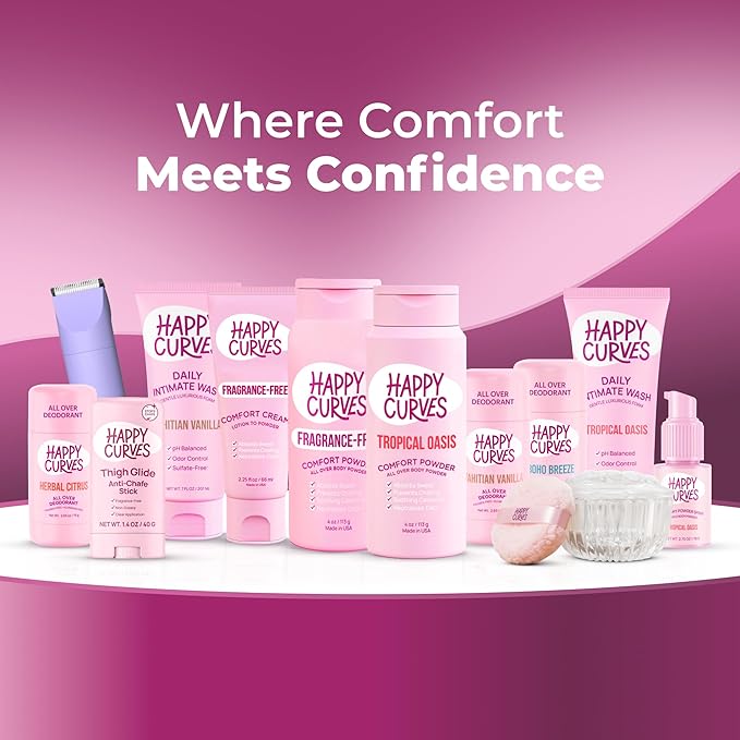 HAPPY CURVES Feminine Wash - pH Balanced Cleanser with Aloe & Vitamin E - Intimate Care for Women - Odor Control, Gentle Daily Vaginal Wash for Sensitive Skin (7 Fl Oz (Pack of 1), Tropical Oasis)