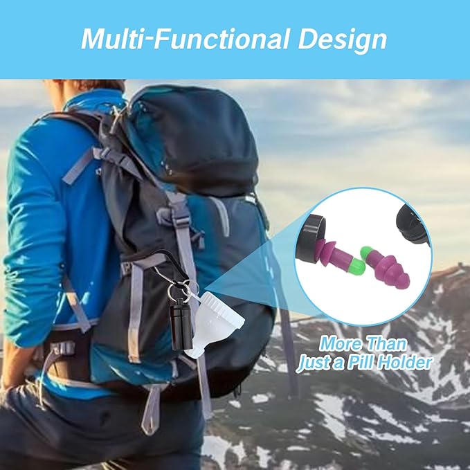 Protein Powder Funnel Set Travel Protein Powder Containers White with 1 Carabiner 1 Brush and 1 Mini Pocket Pill Box Reinforced to Prevent Spills Gym Pre-Workout Supplement Powder Funnels