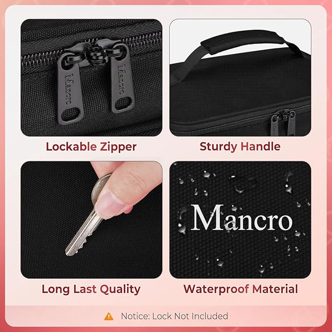 Mancro Dual Layers Medicine Organizer Bag, Pill Bottle Organizer Storage with Lockable Zipper, Medication Travel Bag for Pills, Vitamins, Medical Supplies for Home Storage, XL