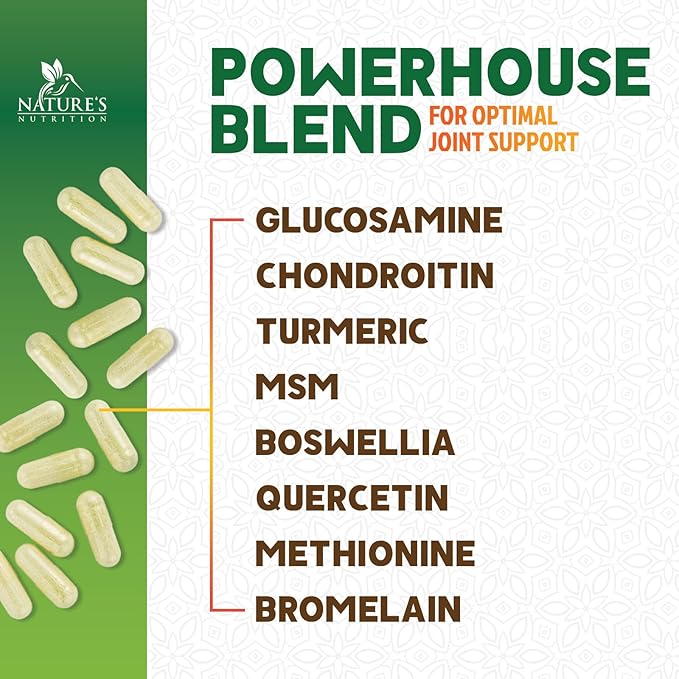 Glucosamine Chondroitin MSM - Joint Support Supplement for Joint Mobility, Comfort and Cartilage Support For Men and Women - Glucosamine Complex Supplements with Turmeric & Boswellia - 180 Capsules