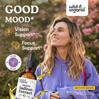 Wild & Organic Saffron Supplements 88.5 mg - Saffron Drops for Mood, Brain, Vision Support - Crocus Sativus Liquid Extract - Vegan, Sugar & Alcohol-Free Tincture - 2 fl oz