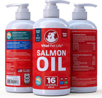 Salmon Oil for Dogs & Cats - Healthy Skin & Coat, Fish Oil, Omega 3 EPA DHA, Liquid Food Supplement for Pets, Supports Joint & Bone Health, Natural Allergy & Inflammation Defense, 16 oz