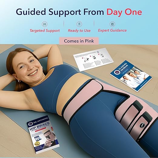 Dr. Arthritis Doctor Developed Hip Support Brace - Hip Brace For Women & Men With Doctor Handbook (L/XL, Pink)