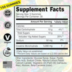 Creatine Monohydrate Gummies 5g - Made in USA - Pre Workout Creatine Chews for Women & Men, Vegan Creatine Gummy Candy, Chewable Nutritional Supplements, NSF Certified (Lemon, 150 Count)