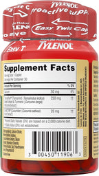 Tylenol Proactive Support* Muscle & Joint Supplement, Drug-Free Daily Turmeric Supplement + Tamarind + Cucumber Extract, Improves Joint Comfort & Flexibility in 5 Days*, 30 ct (Pack of 2)