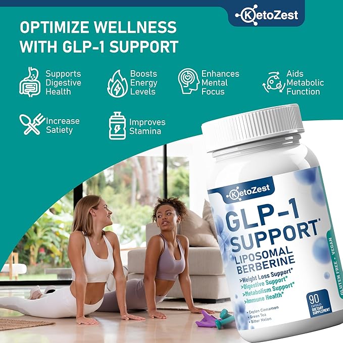 GLP-1 Support Weight Loss Supplement - 15-in-1 GLP1 Support for Weight Management Appetite Suppressant Fat Burn for Women Men - with Liposomal Berberine HCl Bitter Melon Citrus Bergamot