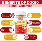 Ultra Absorption CoQ10 Gummies 200mg/400mg, w/ Methyl B12 1000mcg, B6, Rhodiola Rosea & Panax Ginseng, Sugar Free CoQ10 Supplement for Energy Boost, Hear-t Health, Antioxidant & Brain Support, 2 Pack