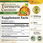 Turmeric Curcumin Supplement 1500mg - Organic Tumeric & BioPerine Black Pepper for Best Absorption with 95% Curcuminoids, Nature's Joint & Immune Support, Non-GMO, Bottled in USA - 240 Capsules