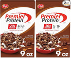 Premier Protein Chocolate Almond Cereal, Chocolatey Protein Cereal Flakes with Sliced Almonds, Contains 20g of Protein Per Serving, 9 OZ Box (Pack of 2)