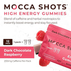 SGC Highest Concentration 100 mg Caffeine per Gummy, 2 Gummies per Pack, 6-Pack Mocca Shots Raspberry Chocolate Plant-Based Instant Energy with Herbal nootropics