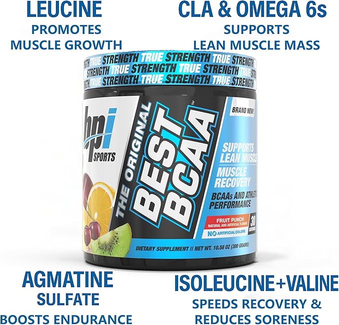 BPI Sports Best BCAA Powder - Muscle Recovery Support - Branched Chain Amino Acids | Building Blocks of Protein and Muscle - Post Workout Recovery – Hydration - Fruit Punch, 30 Servings
