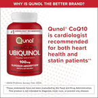 Qunol Ubiquinol CoQ10 100mg Softgels, Qunol Mega Ubiquinol 100mg - Superior Absorption - Active form of Coenzyme Q10 for Heart Health - 2 Month Supply - 60 Count